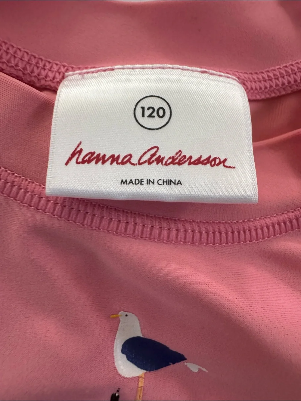 Hanna Andersson Girl 120 (8 US) Swim Shirt pink Sailboat #7451
